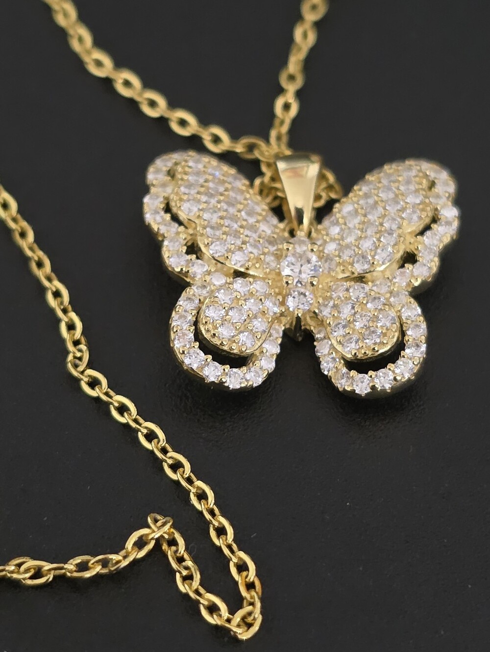 ✨ 2 Carat Moissanite Butterfly Necklace – Gold Plated S925 ✨